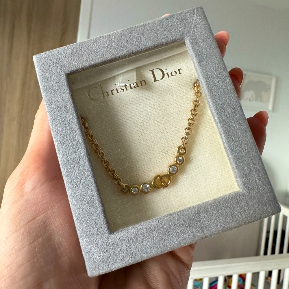 Gold plated Dior vintage thick necklace with CD logo - Picture 2 of 8